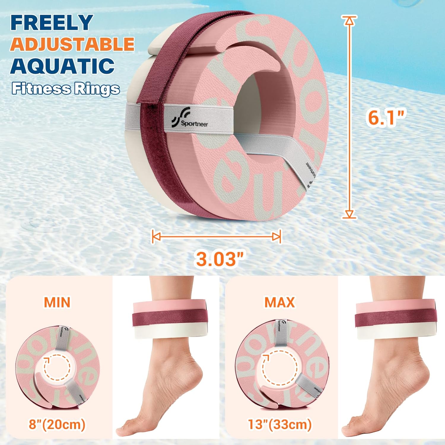Sportneer Aquatic Exercise Equipment Water Aerobics Combo Set Includes High Density Water Weights Dumbbell Aqua Belt Water Ankle Weights for Pool Exercise Aquatic Therapy Pool Fitness Water Exercise