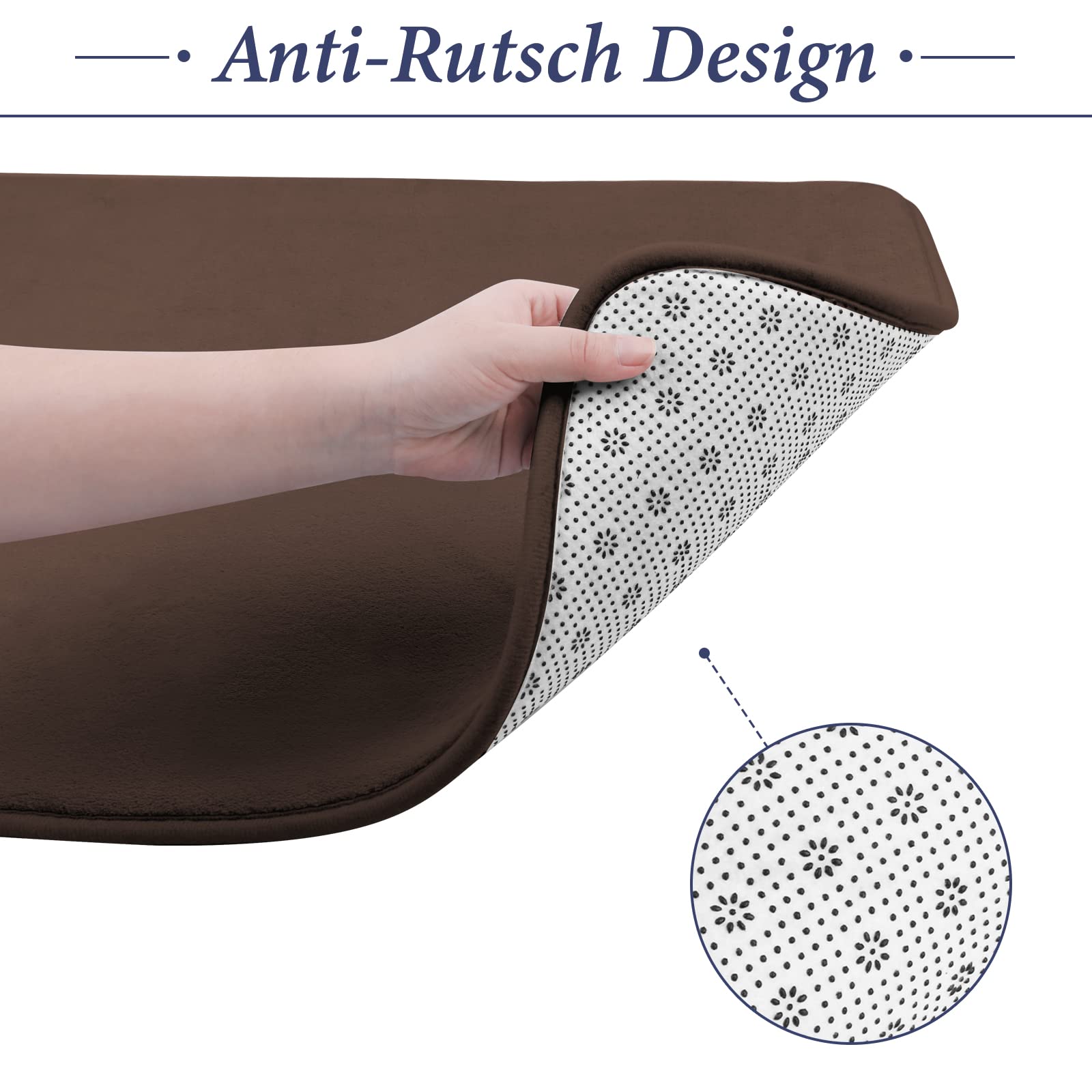 MEKO Set di 2 tappetini da bagno antiscivolo assorbenti e a forma di U per bagno doccia, lavabili in lavatrice e super morbidi (grigio
