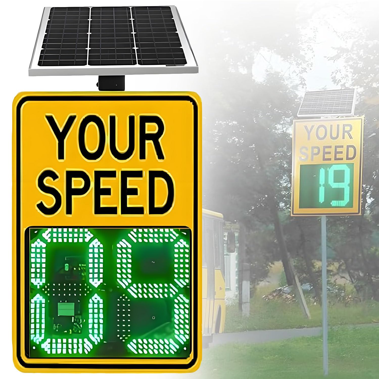Señal de radar solar con alerta intermitente y control inalámbrico