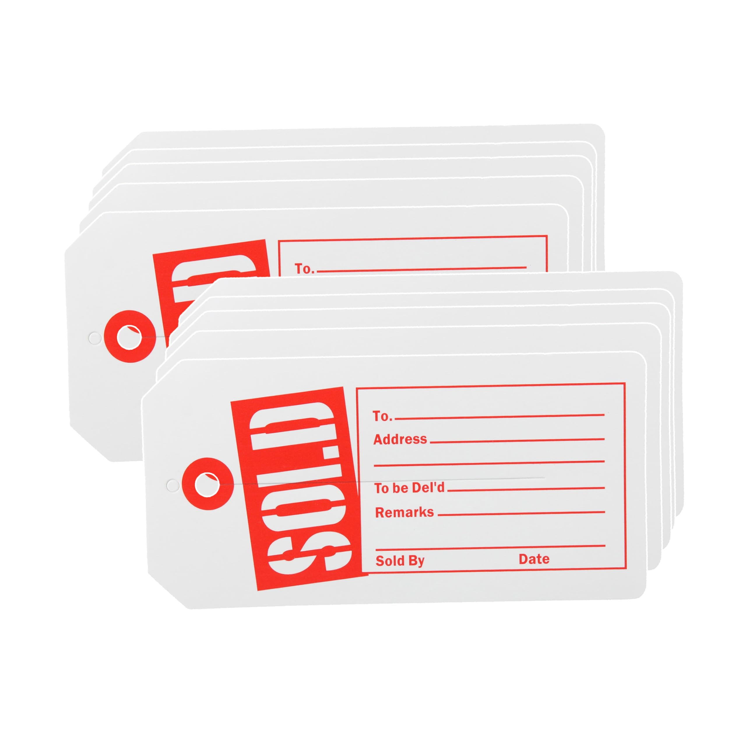 SSWBasics Etiquetas de ranura rojas y blancas (2-3/8 pulgadas de ancho x 4-3/4 pulgadas de alto) – Caja de 1,000