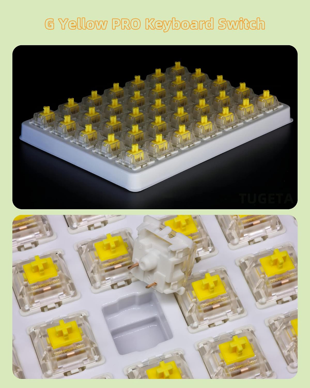 Gateron G Pro Yellow Switches Pre Lubed Switches for Mechanical Keyboard Silent Linear 3Pin Keyboard switches (Yellow 105PCS)