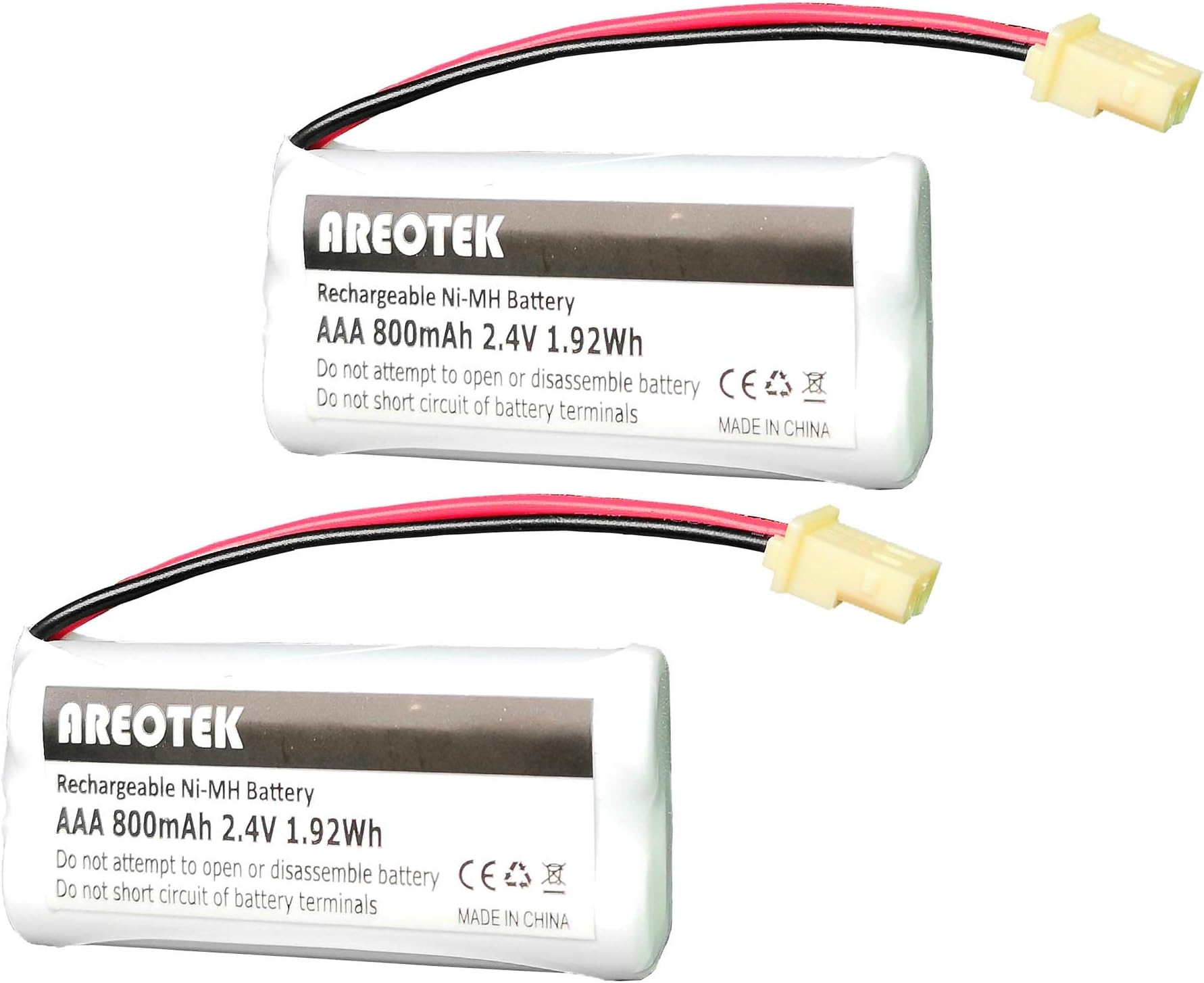 2-Pack 2.4V 800mAh Replacement Battery for BT183342 BT283342 BT166342 BT266342 BT162342 BT262342, CS6114 CS6419 CS6719 AT&T EL52300 CL80112 CS6719-2 Cordless Phone and Handset