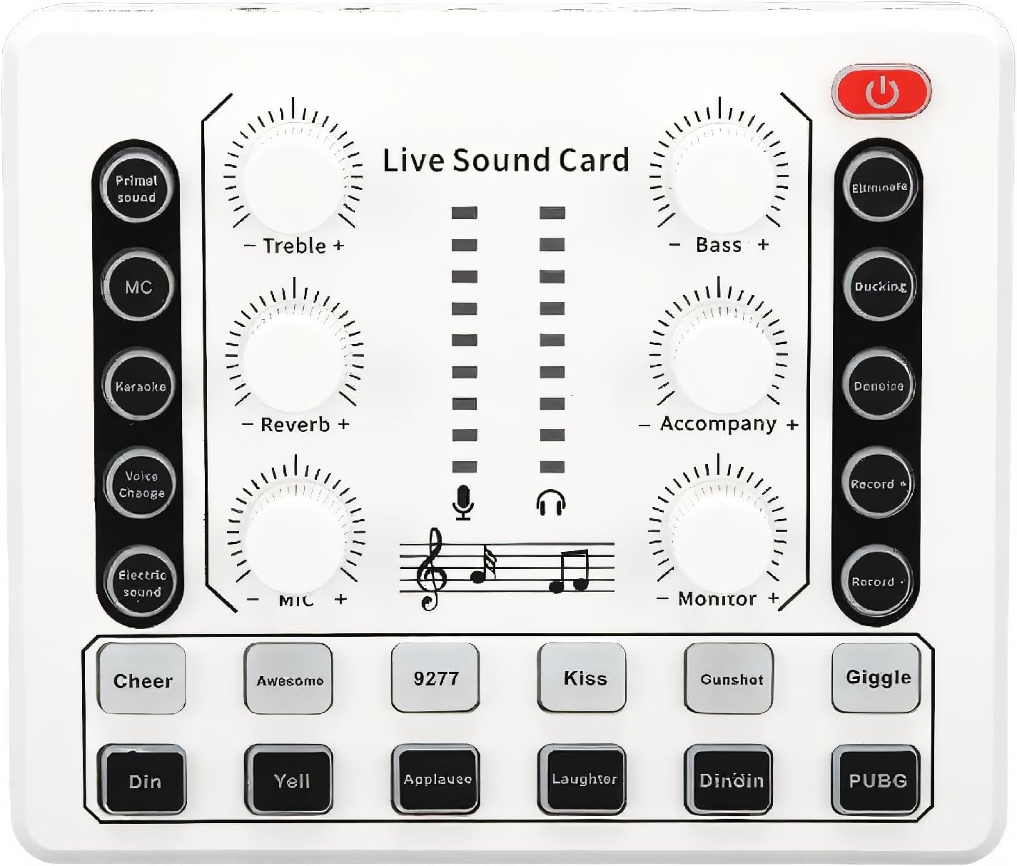DJ Mixer Sound Mixer, PC External Sound Card Live Sound Card Mini Sound Mixer Board with Multiple Sound Effects Voice Changer, for Gaming Recording Podcasting