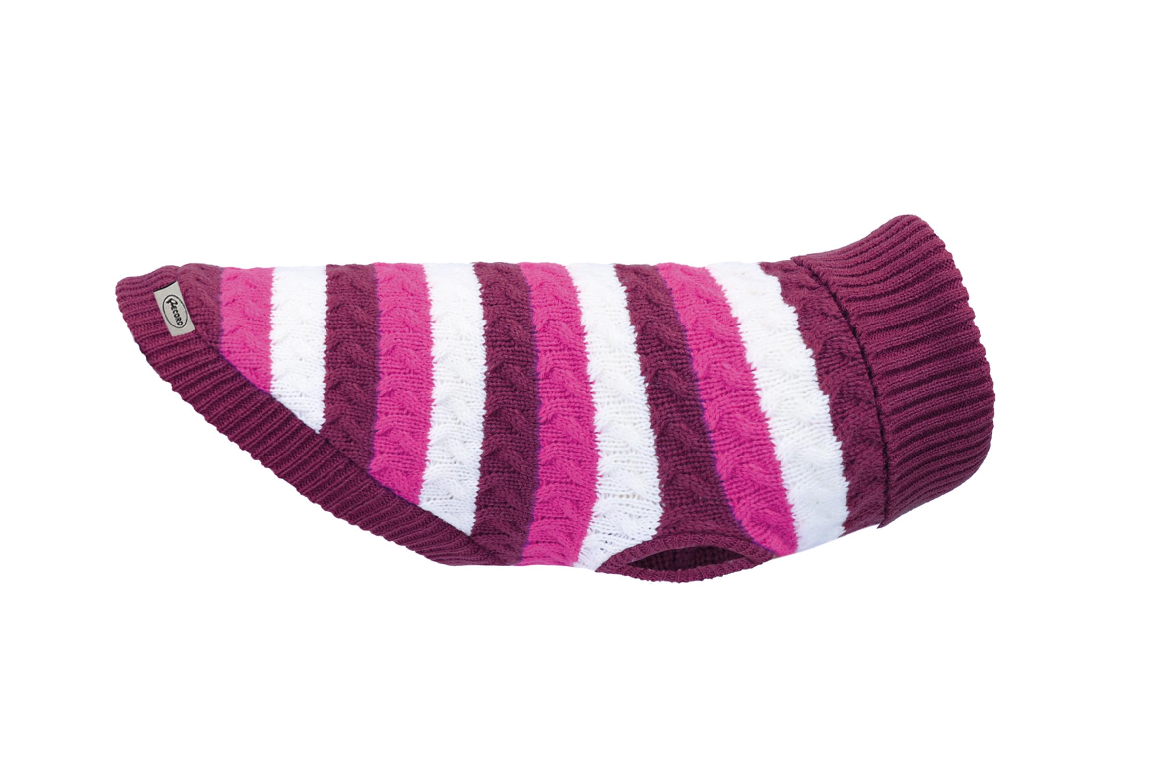 Record, Sweater for Dogs Model Him & Her. Sweater for Dogs High Neck White Stripes Pattern with Purple/Fuchsia Shades