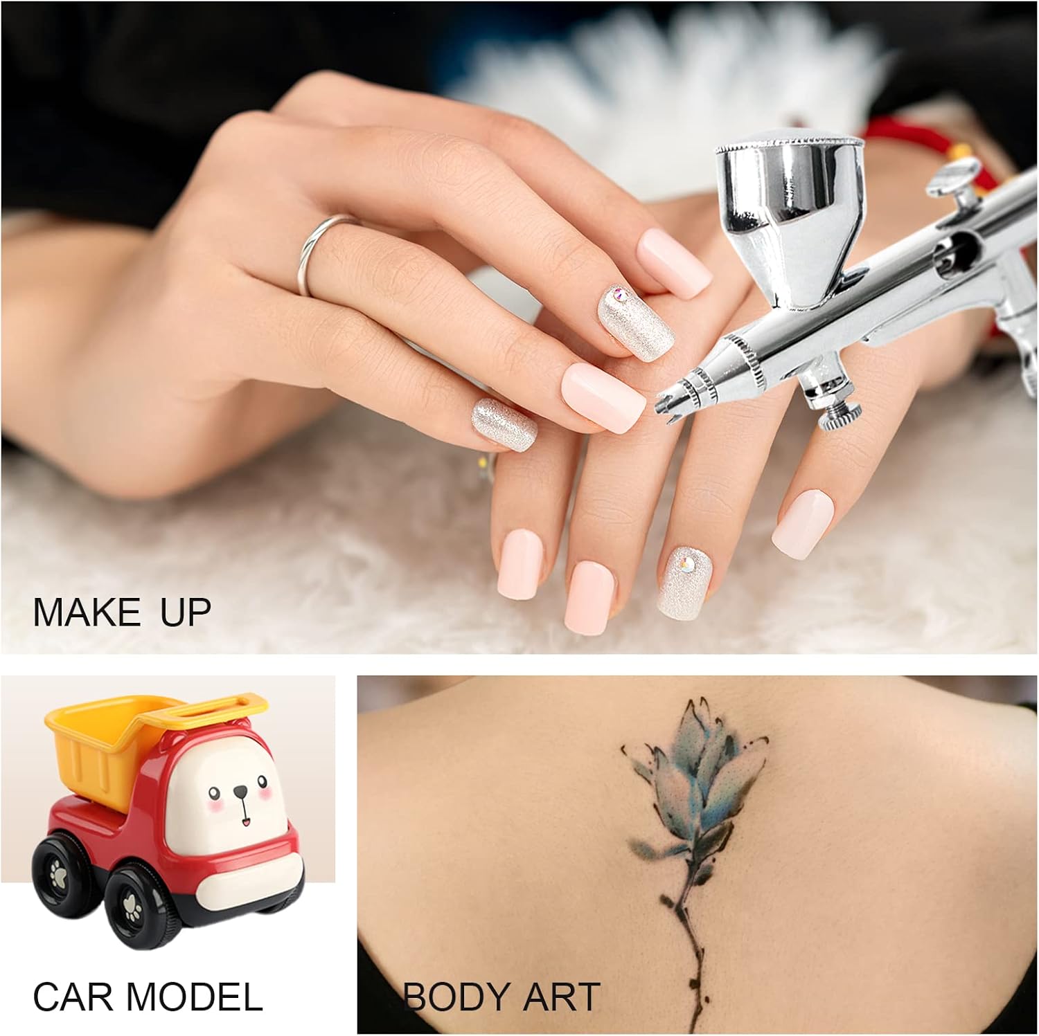 LEFUTUR Gravity Feed Spray Gun Dual Action Paint Multi Purpose Spray Gun Kit Set,0.3mm Tip and 1/3 oz. Fluid Cup Versatile Kit Spray Auto Graphics Spray Auto Art Hobby Cake