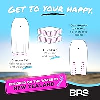 Vista 5 de BPS Tabla de Bodyboard "Shaka" de Nueva Zelanda para Todas las Condiciones de Olas - Ligera con Núcleo de EPS, Parte Inferior Lisa de HDPE, Tablas