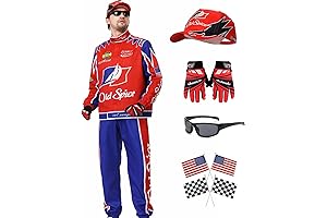 Ricky Bobby Costume Talladega Nights Jacket Outfits with Hat and Flags for...