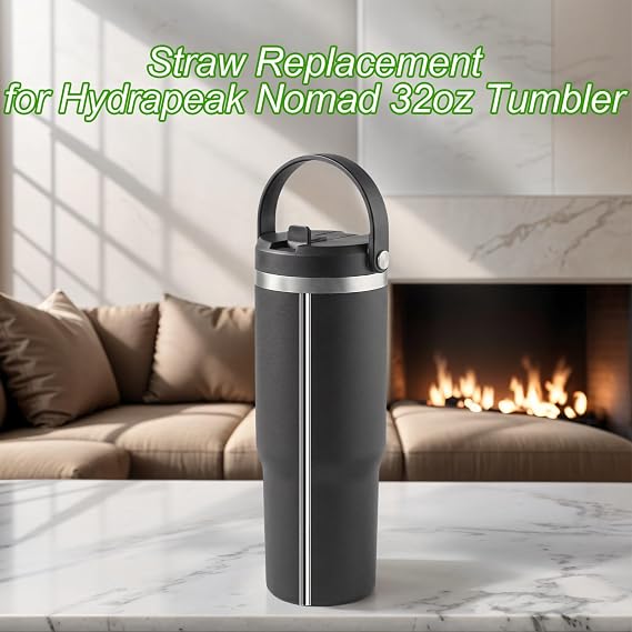 Metal Straws Replacement for Hydrapeak Nomad 32 oz Tumbler, 8 Straws | Reusable Stainless Steel Straws, 6 Straws & 2 Cleaning Brushes, Compatible with Hydrapeak Nomad Water Bottle Accessories
