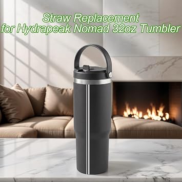Metal Straws Replacement for Hydrapeak Nomad 32 oz Tumbler, 8 Straws | Reusable Stainless Steel Straws, 6 Straws & 2 Cleaning Brushes, Compatible with Hydrapeak Nomad Water Bottle Accessories