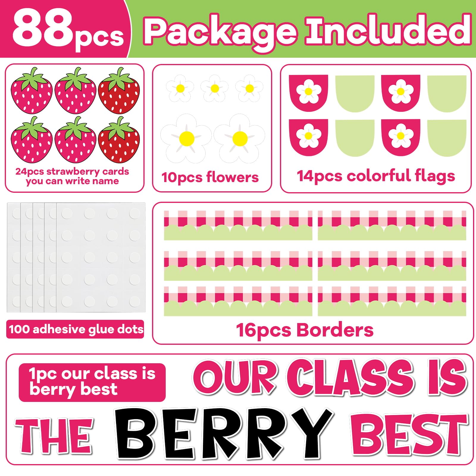 88 Pieces Strawberry Bulletin Board Spring Bulletin