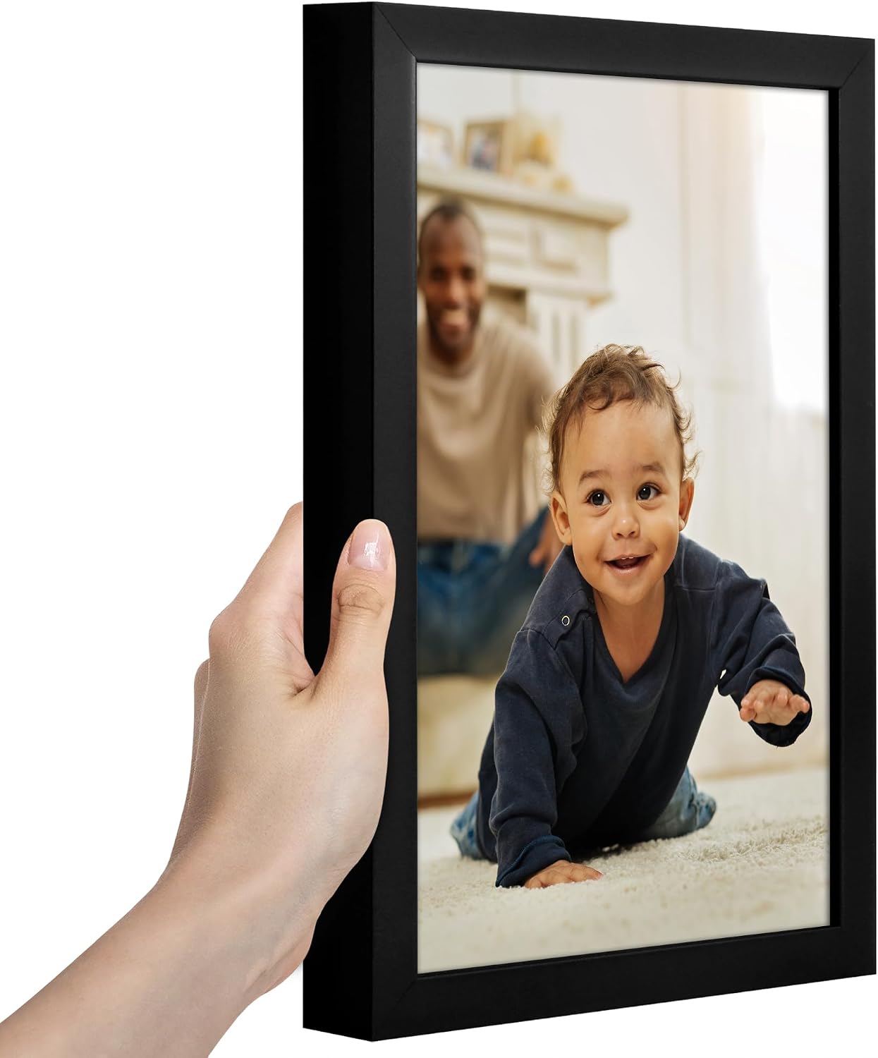 Americanflat 8x12 Picture Frame with Shatter-Resistant Glass - Soho Collection - Gallery Style Deep Molding Picture Frames for Tabletop and Wall Display - Black