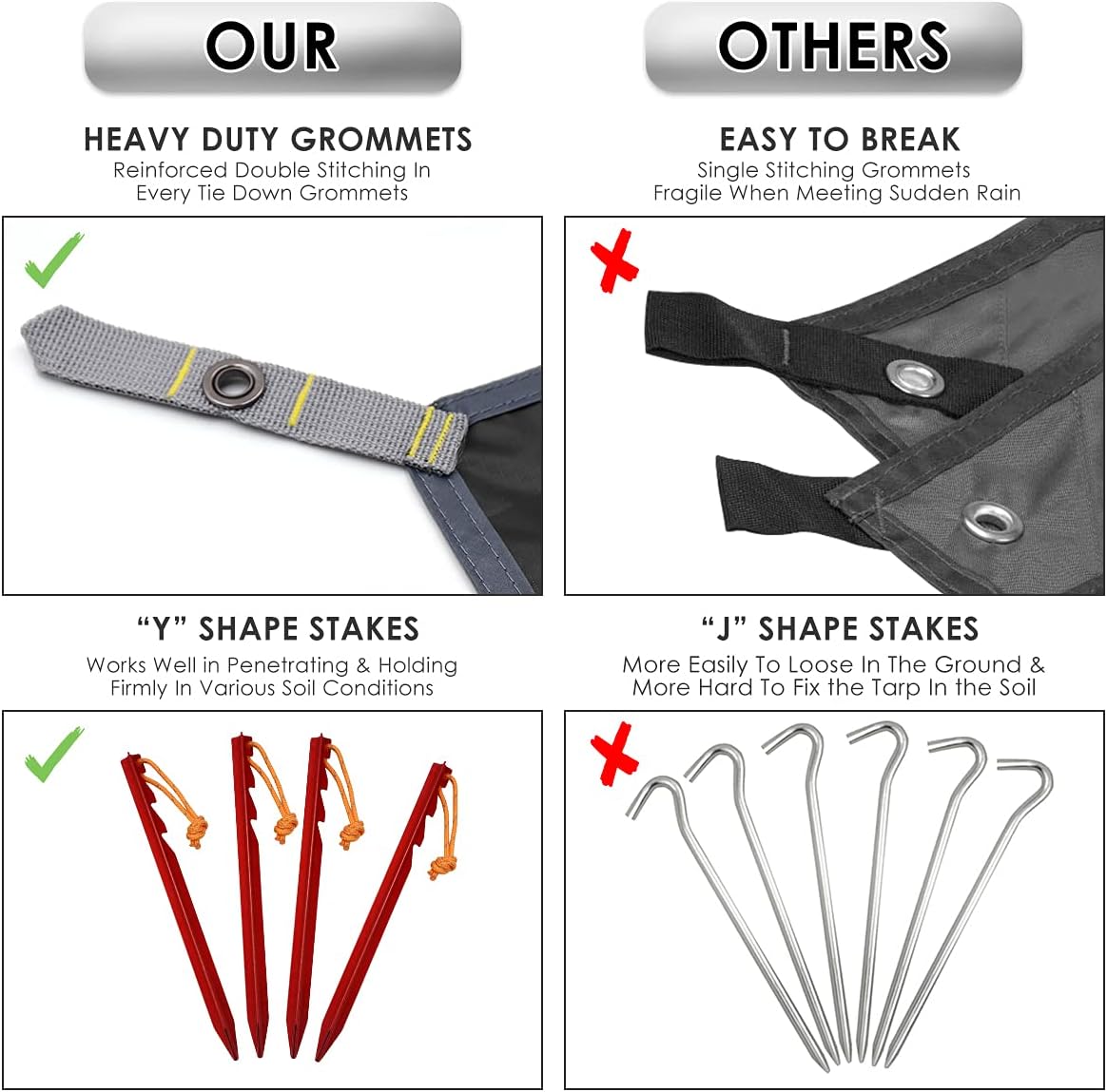 Grassman Camping Tarp, Ultralight Waterproof 10x10ft/10x12ft Rain Fly Shelter, Easy to Setup Camping Tarp Tent, Perfect for Backpacking, Hiking, Travel, Outdoor Adventures Survival Gears : Sports & Outdoors