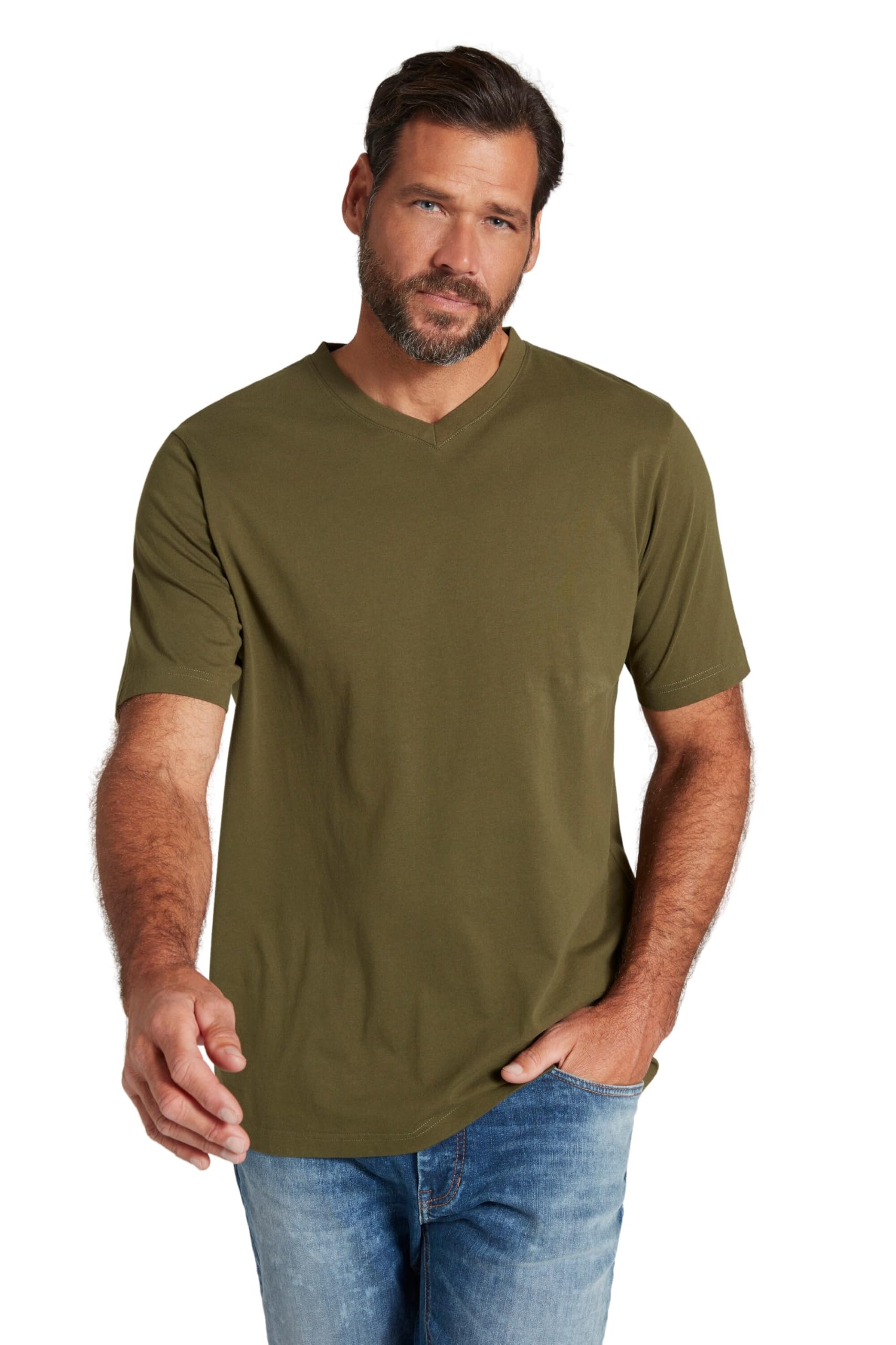 JP 1880 Men's T-Shirt, V-Ausschnitt, bis 8XL T-Shirt, Avocado Branch, 8XL