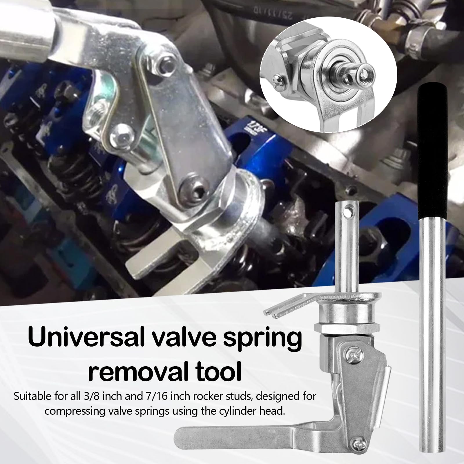 Herramienta Compresora De Resortes De Válvula, 66784, para Montaje De Pernos De Motor Compatible con Pernos De Balancín De 3/8" Y 7/16" Instalación Y Extracción De Resortes De Válvula
