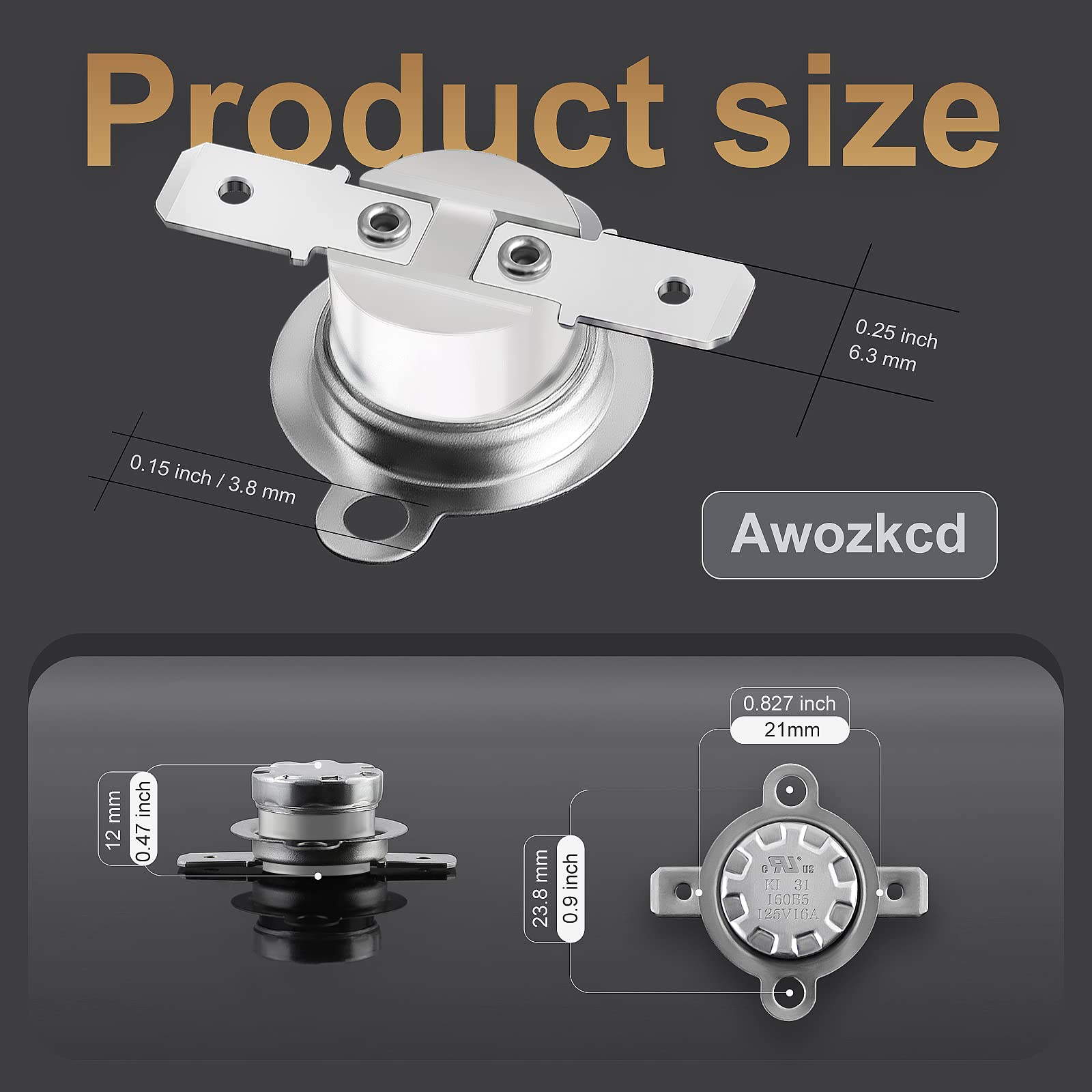 12 Pcs UL KSD301 125V 16A Thermal Switch, Circuit Off At