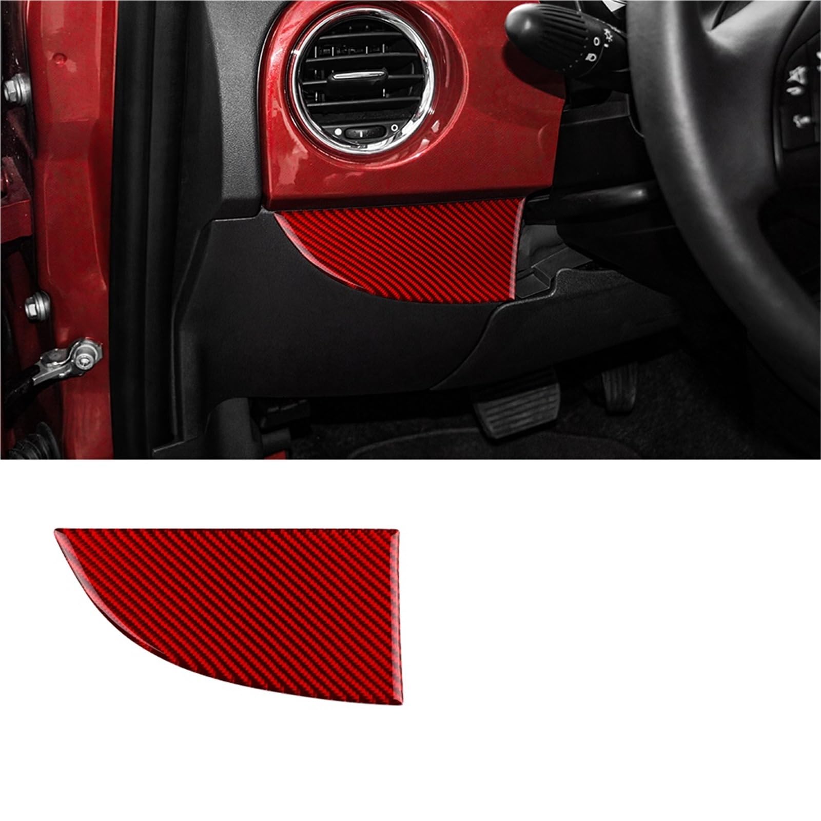 Auto Interior for Fiat 500 for Abarth 595 695 2016 2017 2018 2019 2020 2021 2022 2023 Car Co-liopt Sticker Soft Carbon Fiber(Main Driver LHD Red)