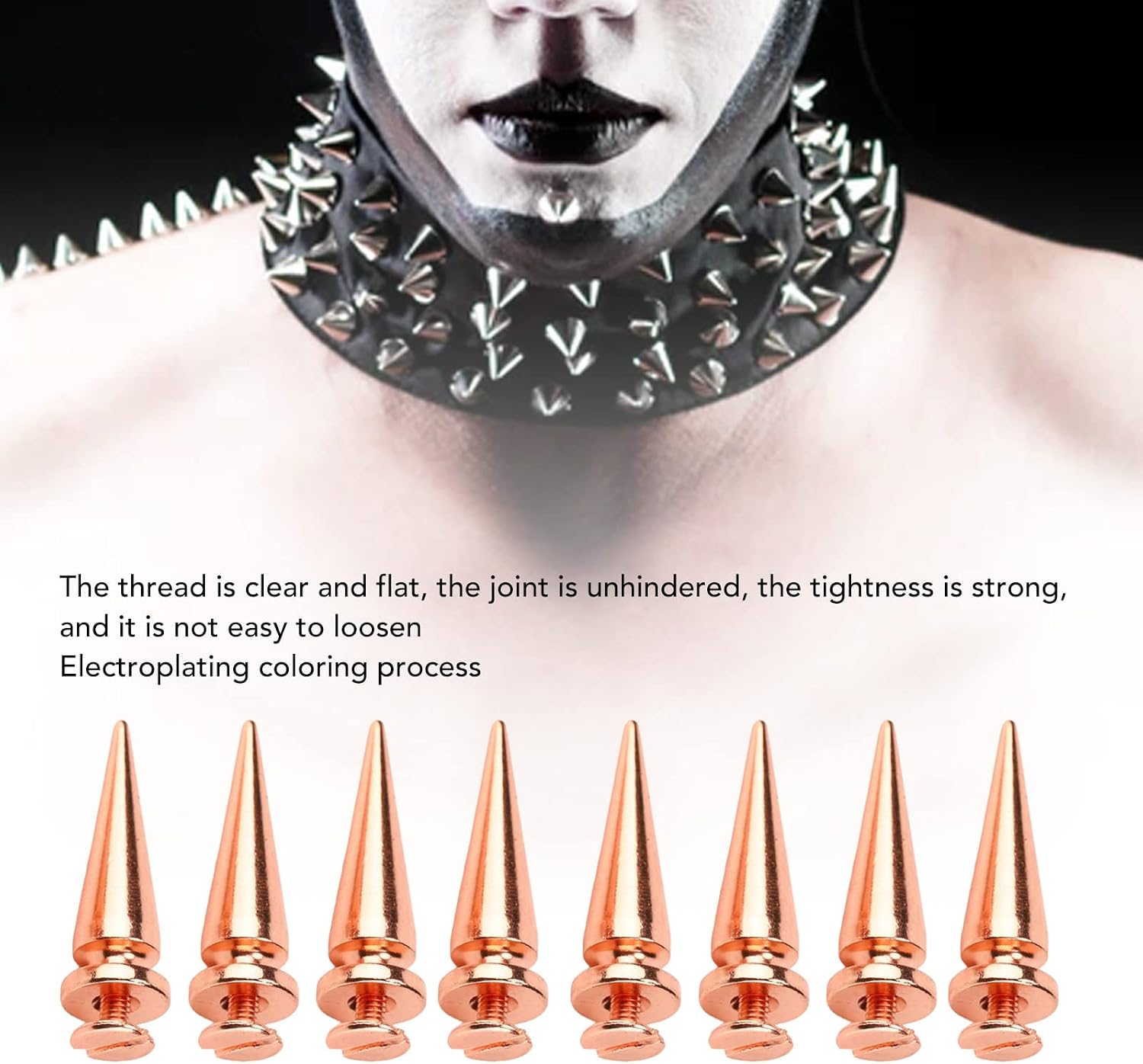 Gold Spike Metal Spikes Studs, 100 Sets 10x26mm Rose Gold Punk Cone Spiked Screw Rivets - Durable Brass Material, Glossy Electroplated Finish for DIY Punk Style Clothing Decorati (Tree Type)