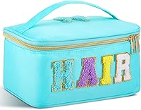 Vista 16 de Geetery Bolsa de Maquillaje Transparente de Chenilla con Letras, Bolsa para Medicamentos, Estuches de Viaje Preppy con Parche y Cremallera, Estuche