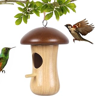 Hummingbird House - Bird House Nest for Hummingbird Outdoor,Wooden House Mushroom Shape Hummingbird House Not Easy to Deform for Hummingbird Sparrow Swallow Wren Linsition