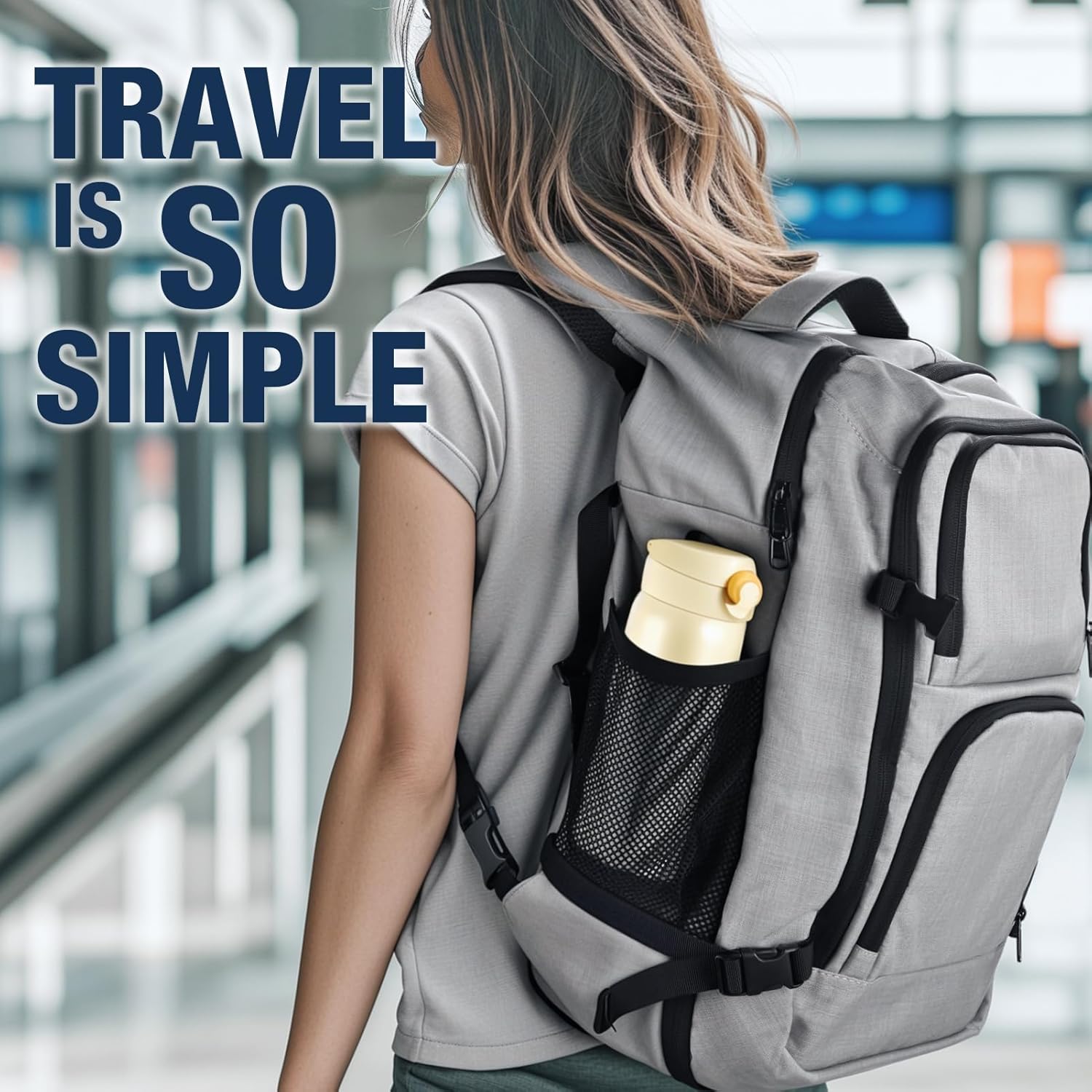 Dinictis Travel Backpack Carry on Flight Approved, Backpack Suitcase for Travel, Personal Item Travel Bag fits 17 inch Laptop- Grey - Image 7