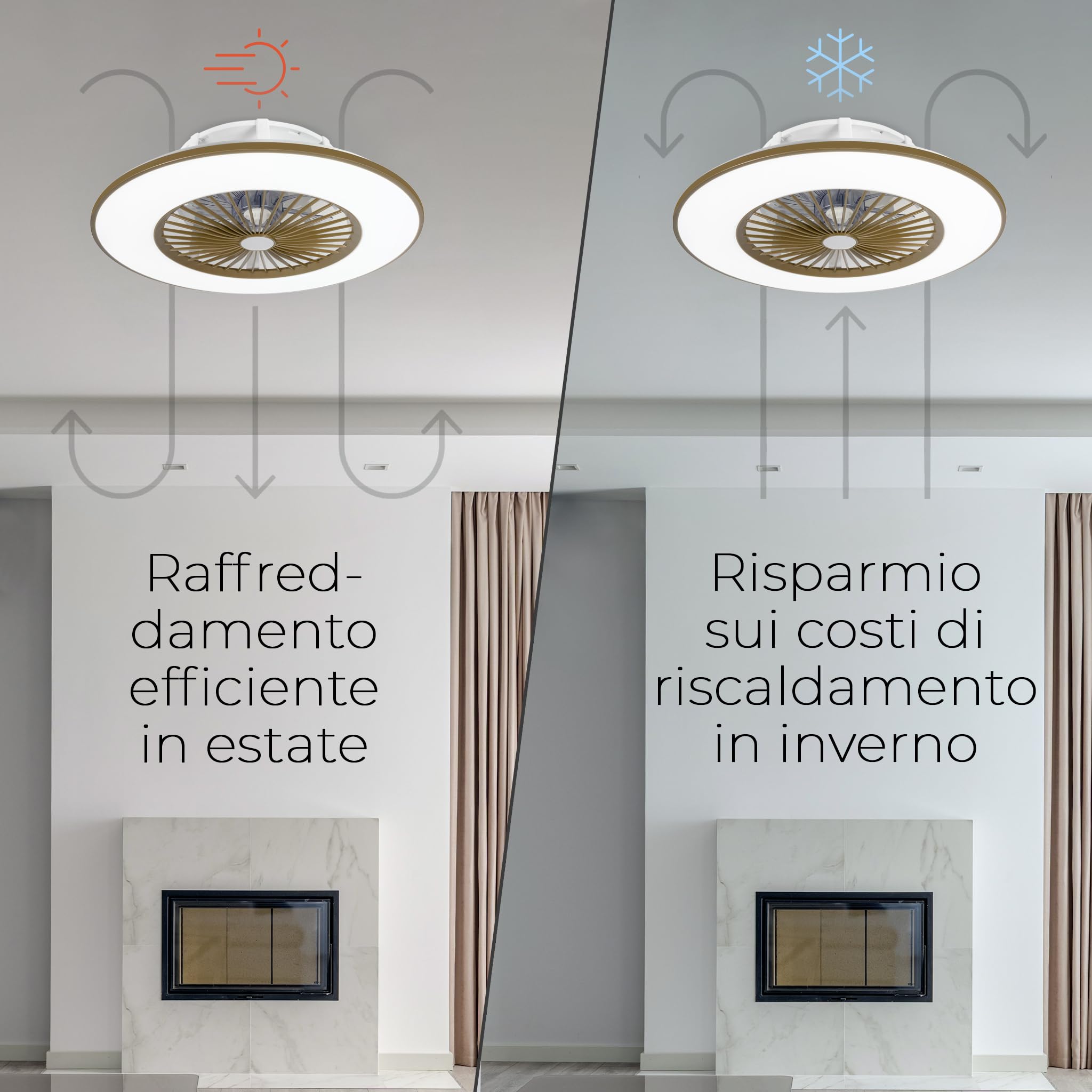 Noaton® Vega marrone 11056CR Ventilatore da soffitto con luce, telecomando, attenuazione LED max 44 W, 3 temperature di colore regolabili, timer, flusso d'aria fino a 61 m3/min, Ø56 cm