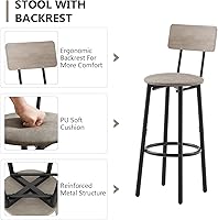 Vista 5 de Moderno juego de mesa y silla de bar para 4 mesas y taburetes de altura de mostrador con respaldo, mesa de comedor rectangular, juego de 5