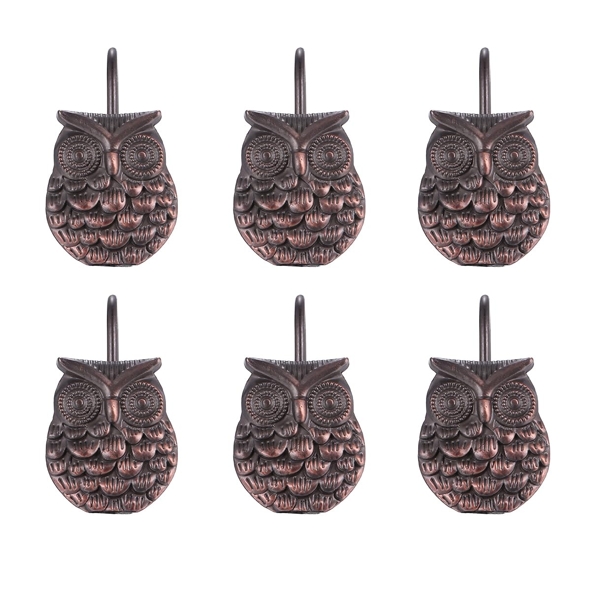 TOYANDONA 12pcs Shower Curtain Hook Antique Owl Shaped Curtain Hanger Hanging Ring Decoration for Bathroom Shower Rods
