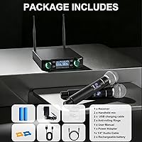 Vista 7 de Micrófonos inalámbricos, sistema de micrófono dinámico de mano dual profesional