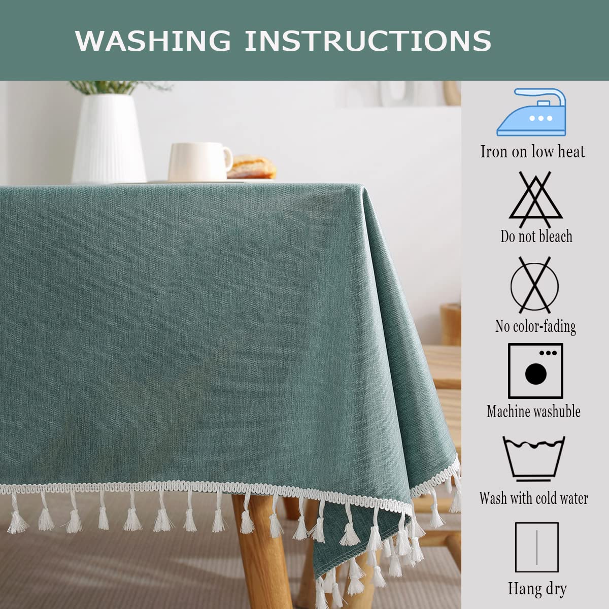 JIALE Nappe Rectangulaire à Carreaux En Coton Et Lin Avec