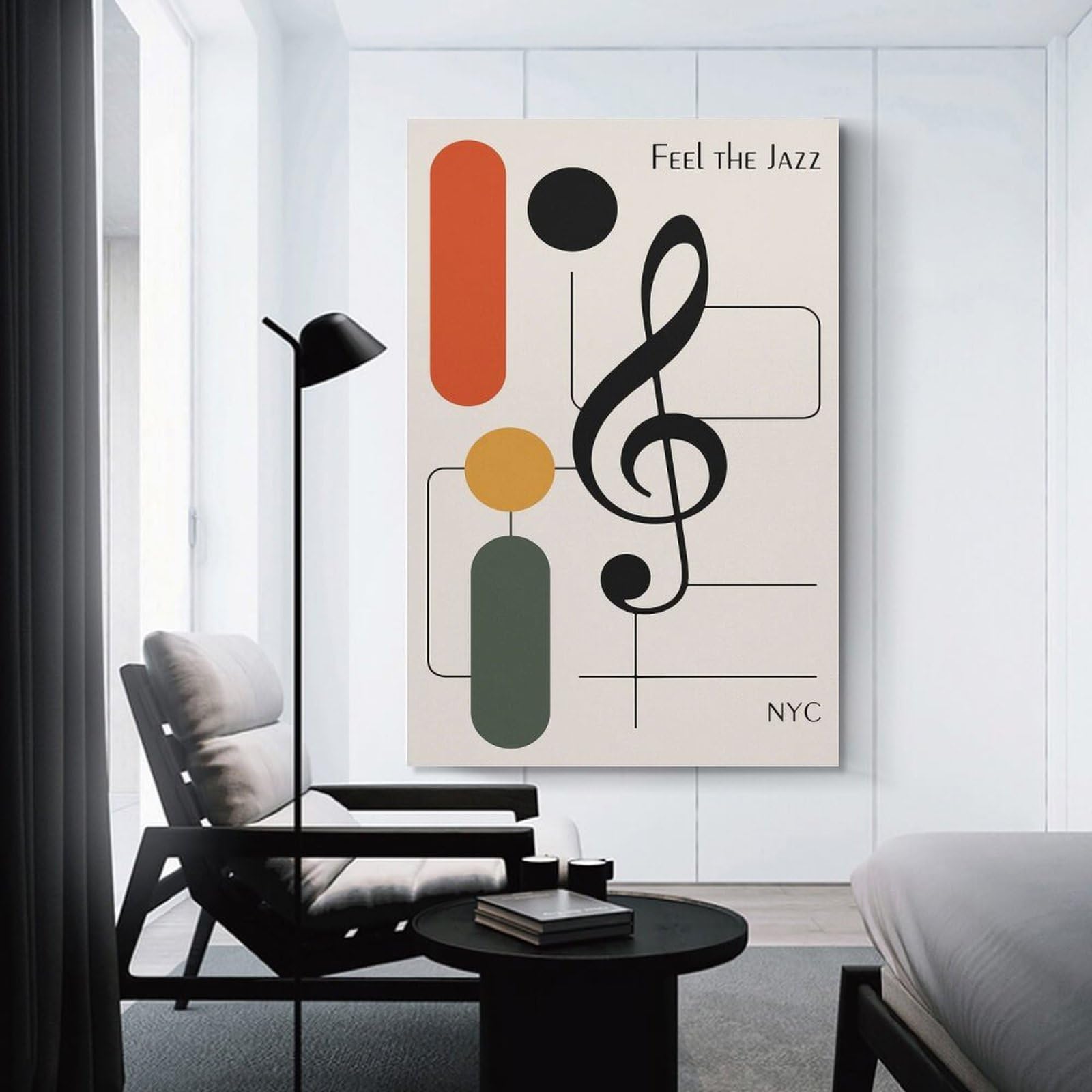 Junmoney Canvas Wall Picture Feel The Jazz - Abstract Music Art, 24x36inch(60x90cm), for Front Hall, Corridor Or Welcome Spaces, Decorative Wall Art for Narrow Spaces