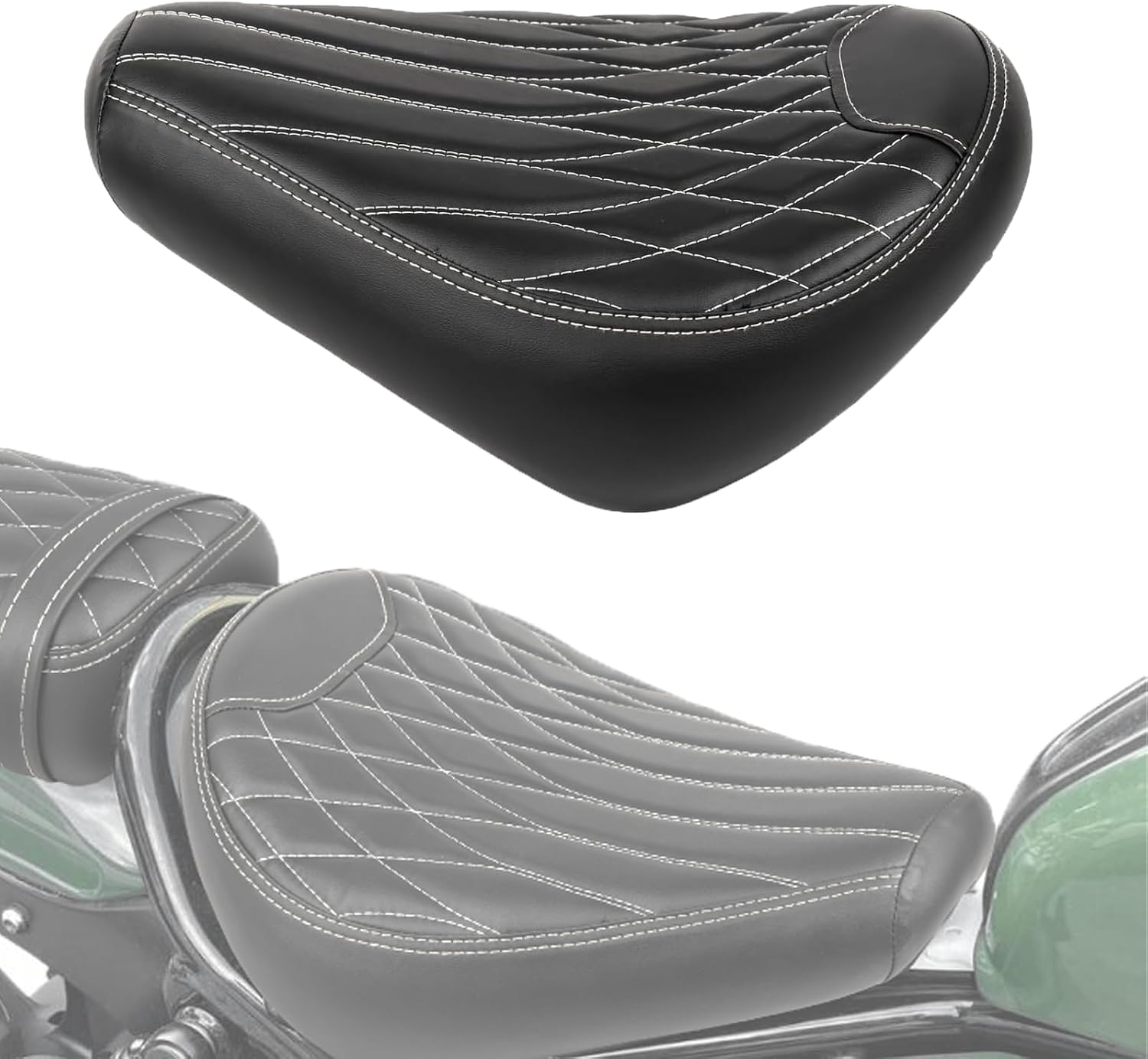 Motorcycle Front Solo Seat Rider Seat Cushion Pad Compatible with Rebel CMX500 CMX300 2017-2024 Accessories, Black Diamond