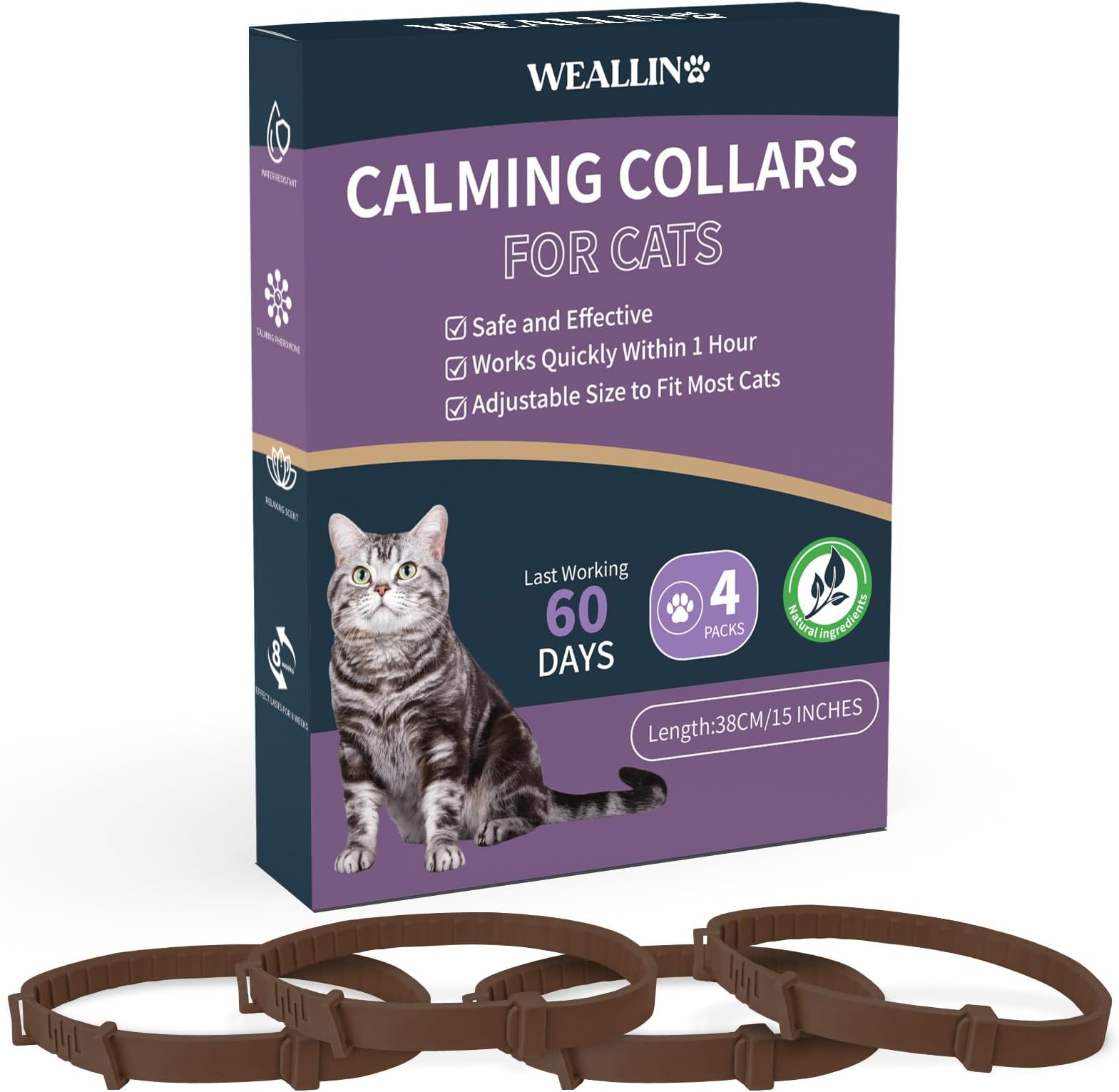 4 Pack Calming Collar for Cats,Cat Calming Collar,Calming