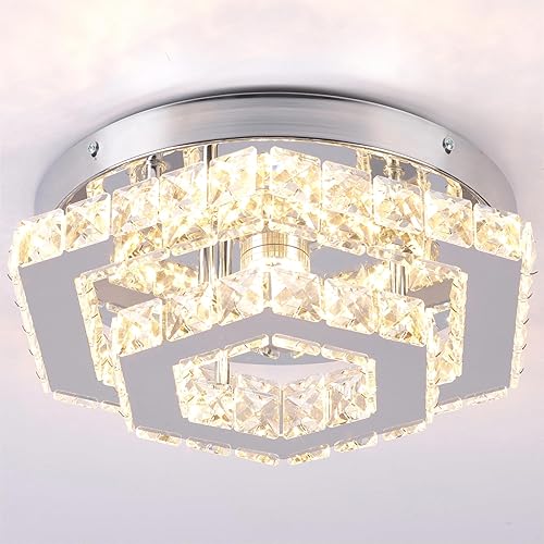 Miniatura 5 de CXGLEAMING Candelabro moderno de cristal empotrado, lámpara colgante LED regulable para comedor, sala de estar, dormitorio, cocina, pasillo (control