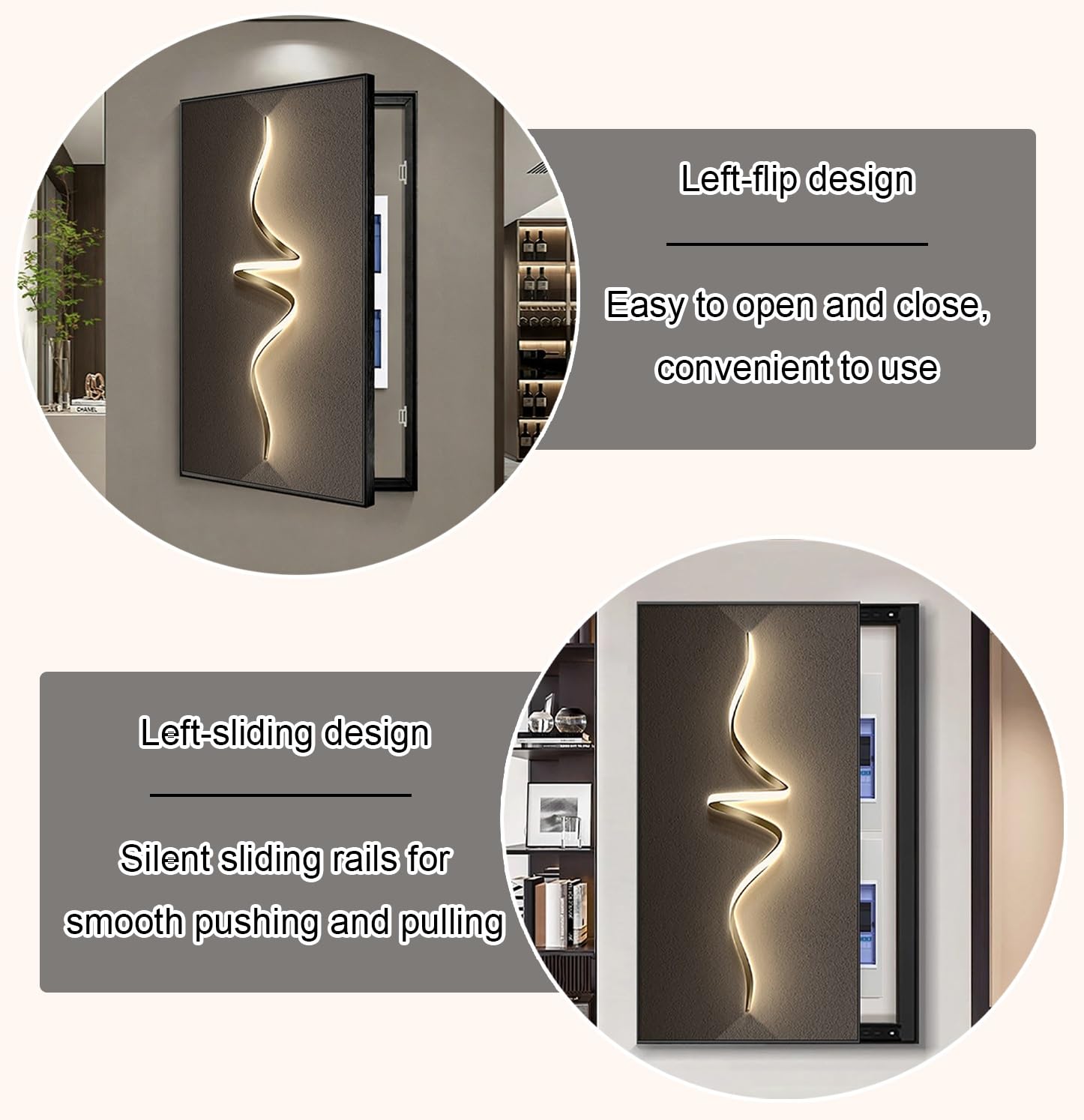 Generico Copertura Decorativa per Quadro Elettrico - Pannello fusibili a Parete, Design a ribalta/Scorrevole, Facile da installare e Pulire, Elegante Finitura Marrone (40x60 cm)