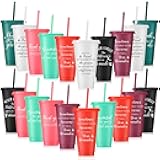 Zhehao 20 Pcs Thank You Cup Tumblers Employee Appreciation Gifts Bulk, 24 oz Plastic Coffee Cups with Straws and Lids, Team Gifts for Staff Coworker Friends(Bright Colors)