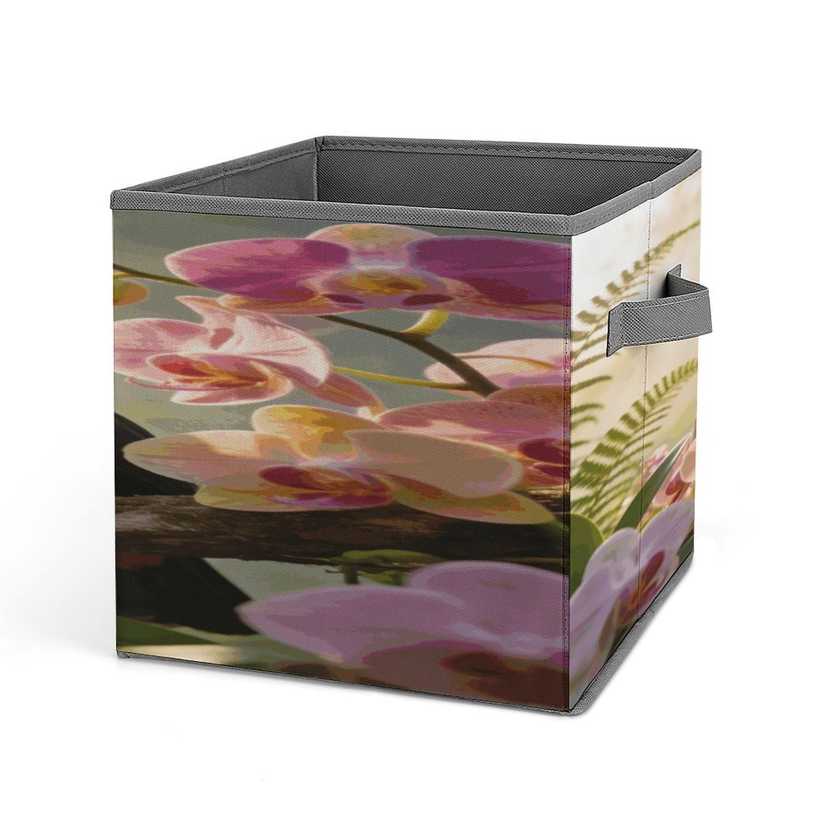 The Morning Song of The Toucan And The Orchid Storage Bin Collapsible Storage Cubes Organizer Oxford Cloth Storage Box with Dual Handles Large Stackable Closet Storage Bins for Sheets Hat Sweater