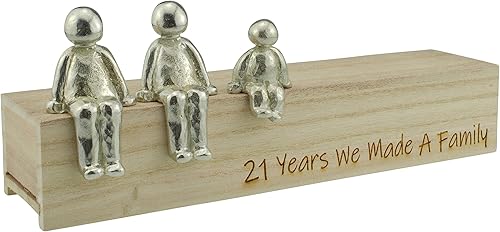 Idea del 21 aniversario 21 años que hicimos un adorno de metal familiar Elige tu combinación familiar (1 niño)