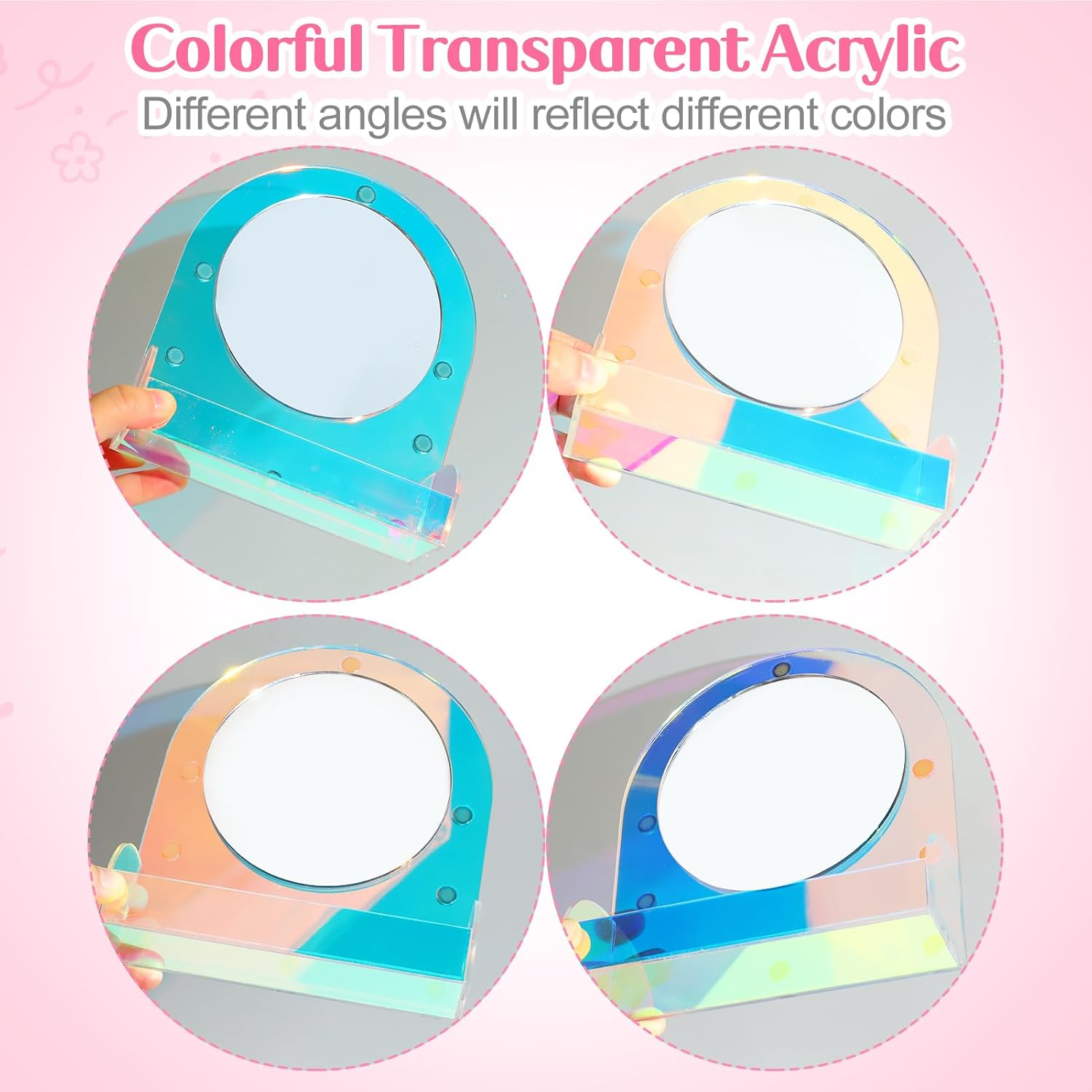 ANPHSIN Iridescent Finish Locker Accessories Set - Includes Acrylic Magnetic Mirror, 2 Pen Holders, Dry Erase Board, Back to School Supplies Locker Decor Organizer for Girls Gifts