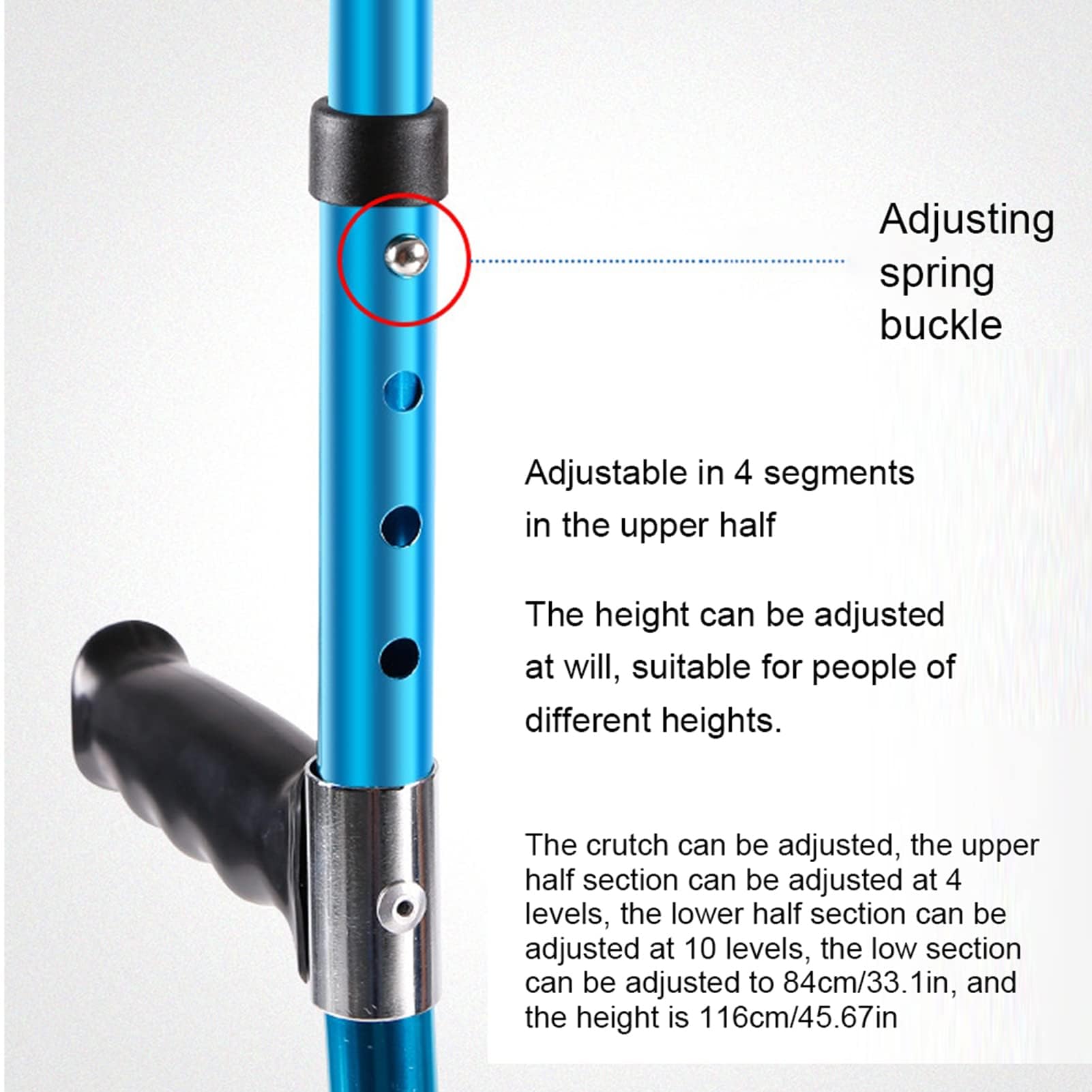 Bastón telescópico de aluminio ligero y ajustable con codo plegable y puño ergonómico para hombres y mujeres, ayuda de movilidad ideal para mayor comodidad y apoyo
