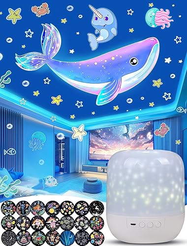 Miniatura 1 de 21 juegos de películas + proyector de luz nocturna para niños, proyector de luz nocturna para dormitorio, techo, proyector de galaxia con rotación