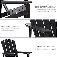 Vista 5 de Outsunny Adirondack - Silla para hoguera de polietileno de alta densidad, resistente a la intemperie, para patio, jardín, césped, color negro