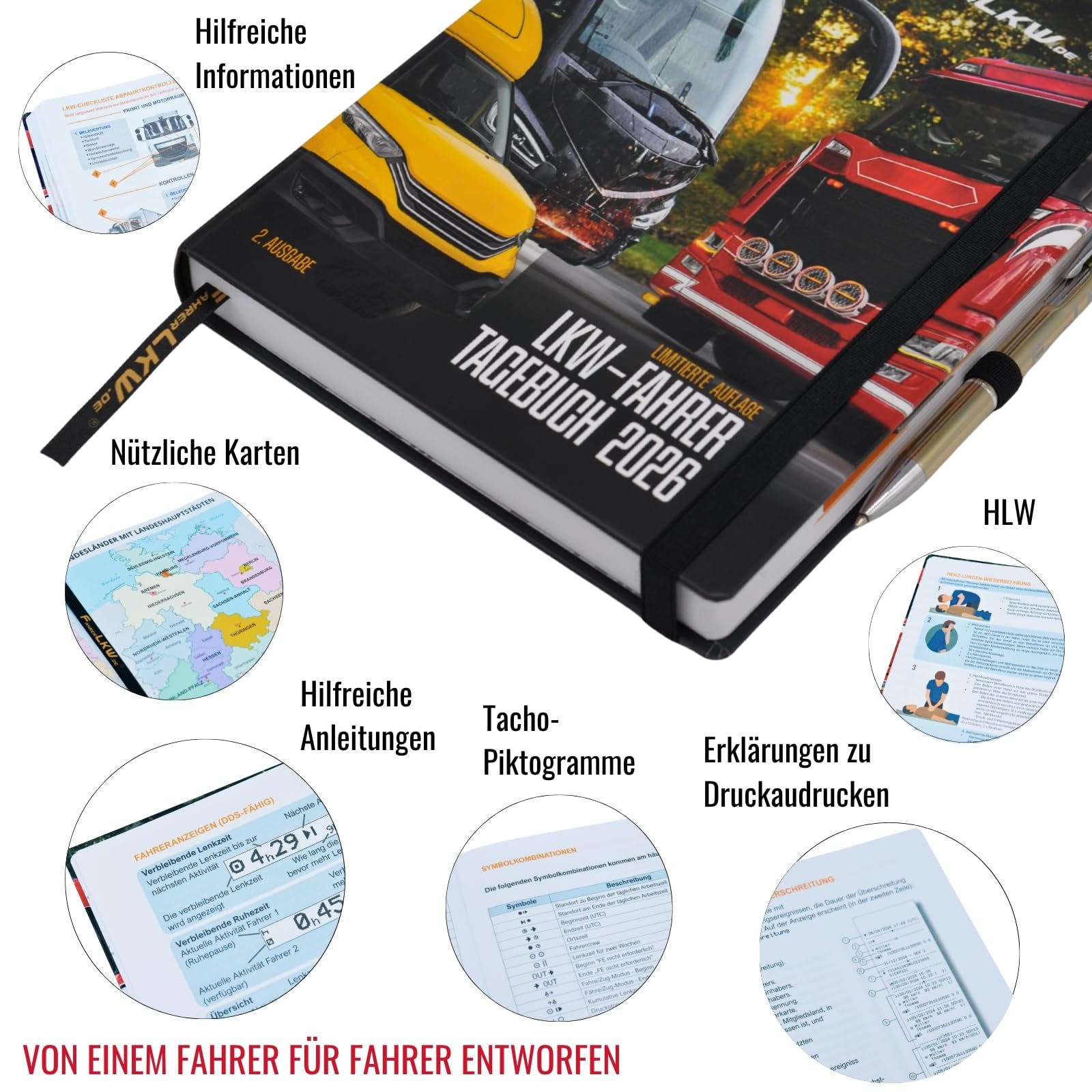 LKW-Fahrtenbuch 2026: Hardcover, LKW-Logbuch, Wöchentliche Zeiterfassung, Schichtplan, Limitierte Ausgabe – Entwickelt von Berufskraftfahrern