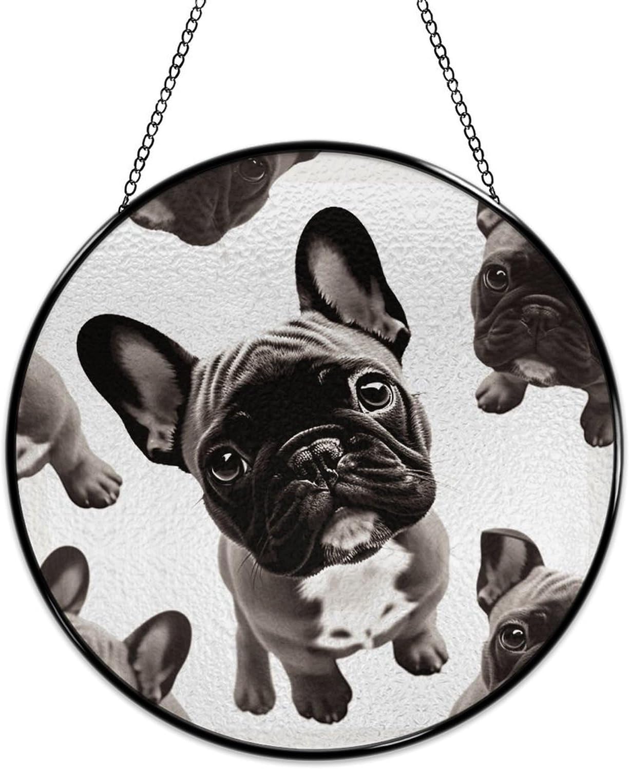French Bulldog Garden Sun Catcher, Stained Glass Window Hanging