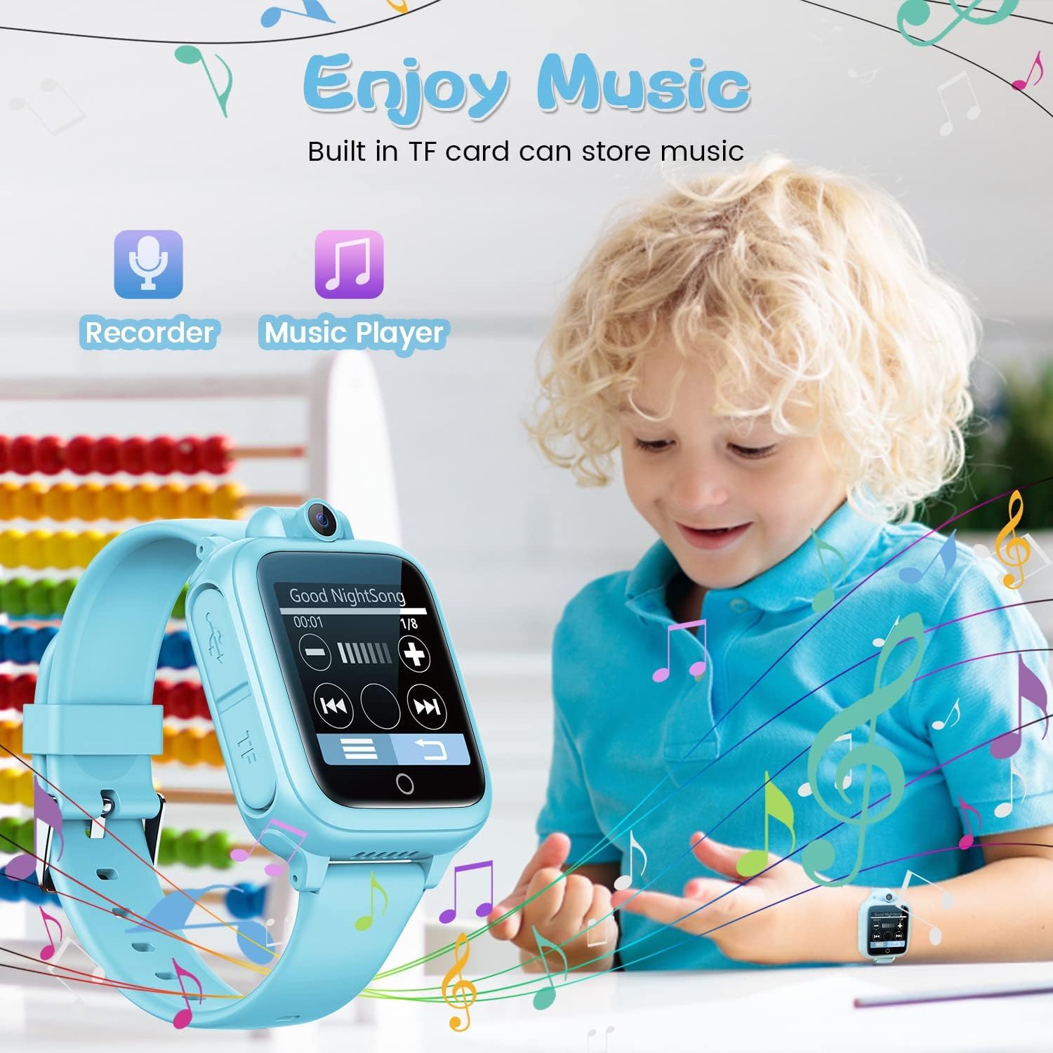 Awatty Smartwatch Kinder, Kinderuhr Jungen Mädchen, Kinderspielzeug 3 4 5 6 7 8 9 10 11 12 Jahre, Geburtstagsgeschenke, mit 90° drehbare Kamera, 14 Spiele, Musik, Wecker, Stoppuhr, Datum - Blau