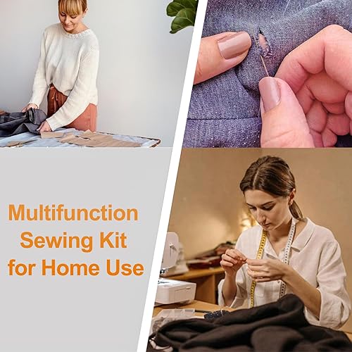 Miniatura 6 de Amaxiu 2 piezas de mini kit de costura de viaje, suministros de costura portátiles de viaje con bonito estuche organizador en forma de corazón, kit