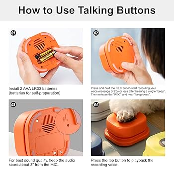 Mewoofun ペット用　知育トイ　ボタン　コミュニケーション Amazon | MEWOOFUN 犬用 録音ボタン 4個入り 会話ボタン 音声