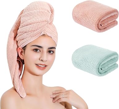Microfiber Hair Towel Quick Dry Hair Towel Hair Drying Towels 24X48inch 2pcs