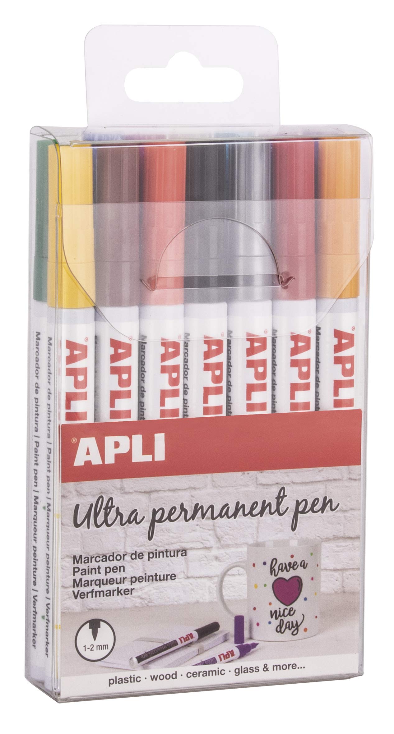 APLI 17695 - Rotulador permanente punta fina surtido 14 unidades