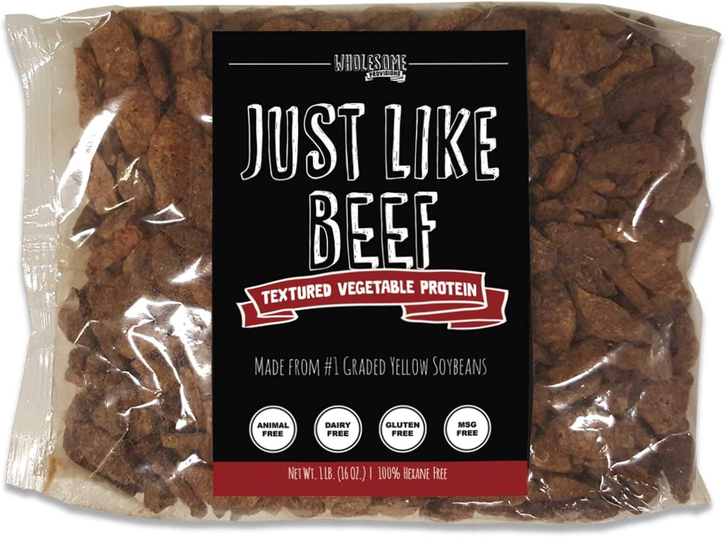 Textured Vegetable Protein, Vegan Meat Substitute, 100% Hexane Free, Made with #1 Graded Yellow Soybeans, Made in US, Gluten Free, Just Like Beef, Unflavored (1 Package)