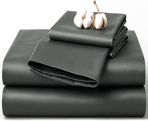 Miniatura 9 de Hyde Lane Juego de sábanas de algodón de 1000 hilos, 4 piezas, sábana bajera, sábana encimera y fundas de almohada, se estira hasta 16 pulgadas para